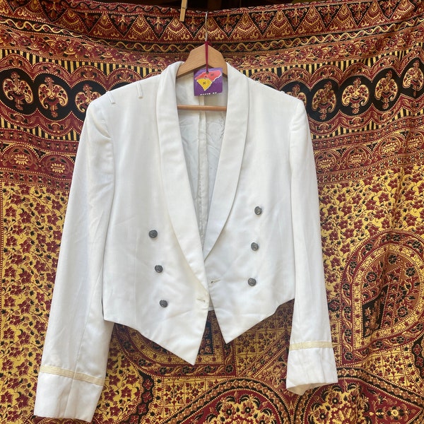 40s Vintage White Military Dress Jacket 42R