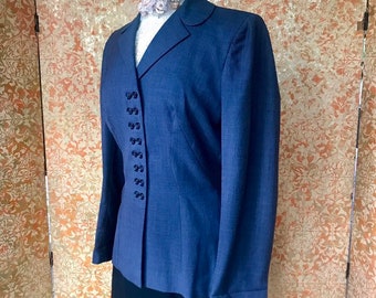 Chaqueta entallada vintage de Irene Lentz de los años 40 con cintura ajustada y detalle de botones en la talla M