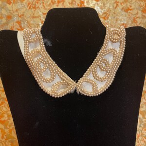 Vintage Pearl and Satin Beaded Collar for Sweater Specialty House Fashion Made in Japan 1950s Claudine Collar
