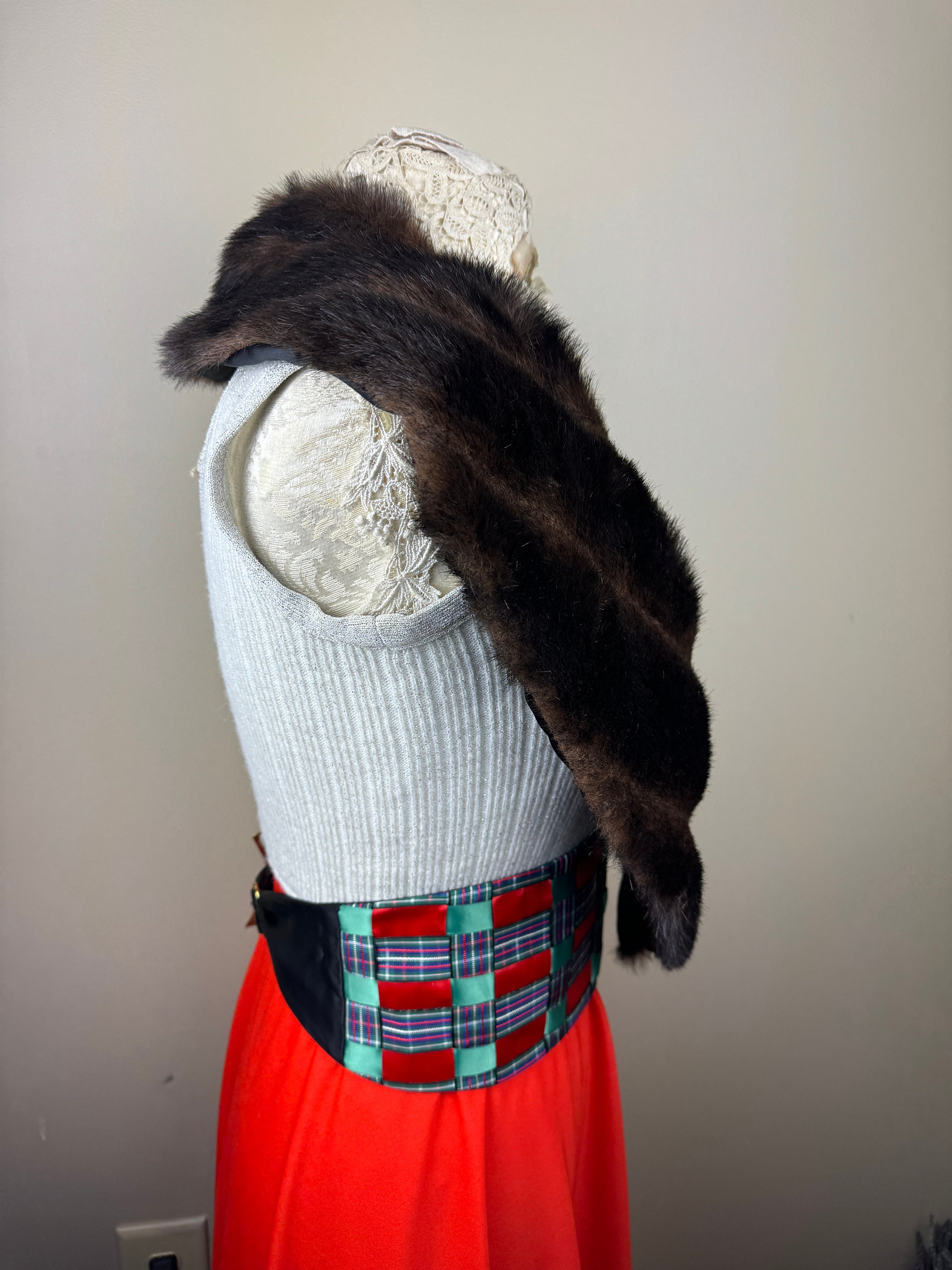Col en vraie fourrure de renard vintage années 50 – accessoire mode rétro chic - Accessoires & Bagagerie