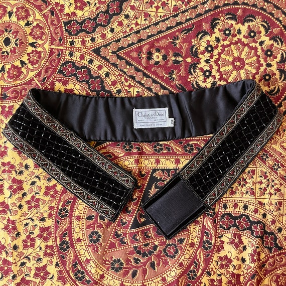 80s Christian Dior Black Beaded Belt M Vintage St… - image 5