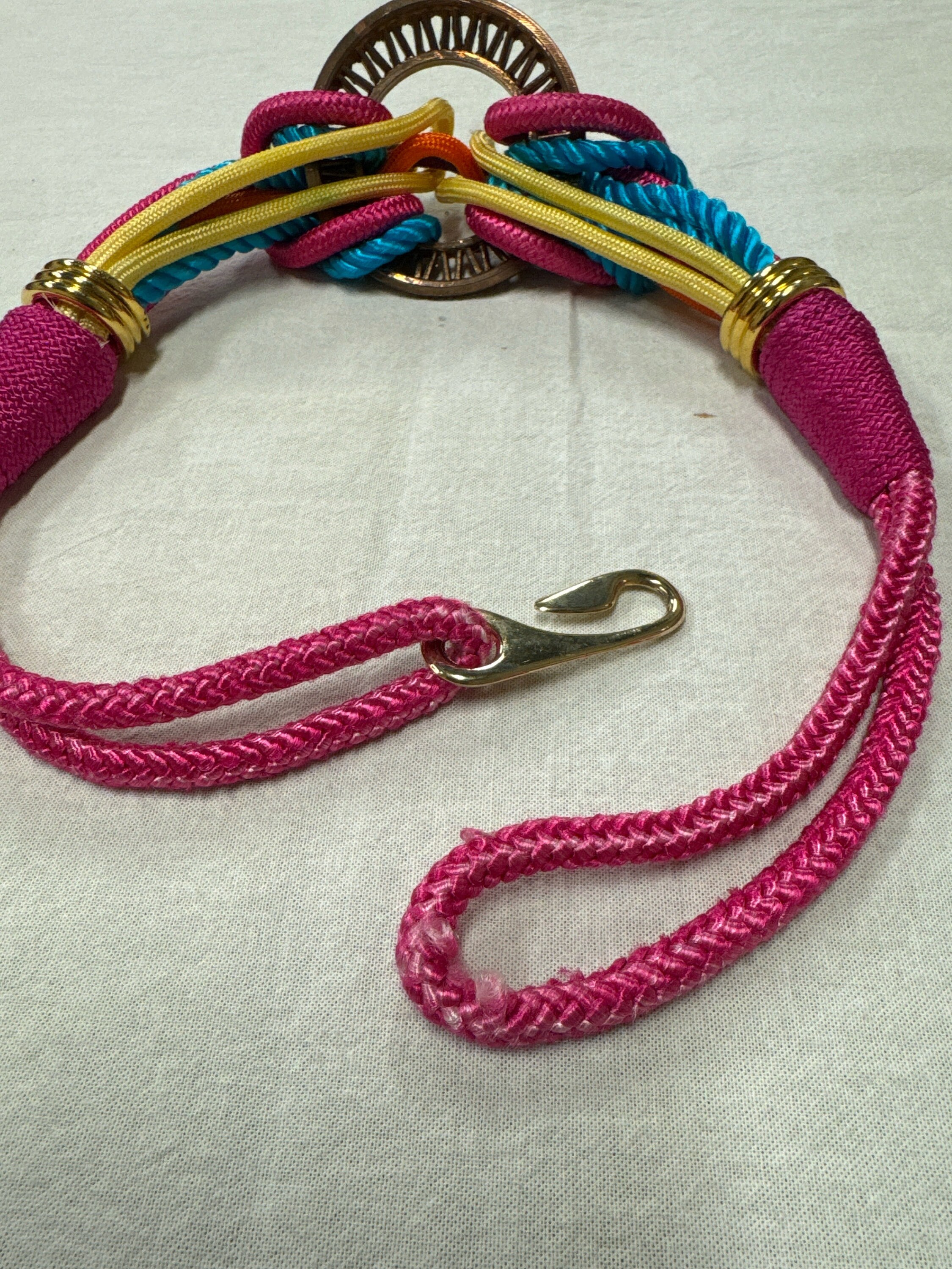 Vintage 80s Purple & Green Articulated Fish  Rope Belt ~ Up to 37” Retired Climbing Rope Belt – Upcycled Shop main image 2