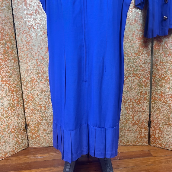 90s Electric Blue Ensemble L/XL Drop Waist Dress … - image 7