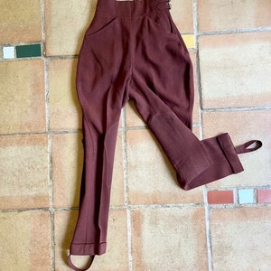 40s Vintage XS Jodphurs Rust Wool Trousers  Rust Wool