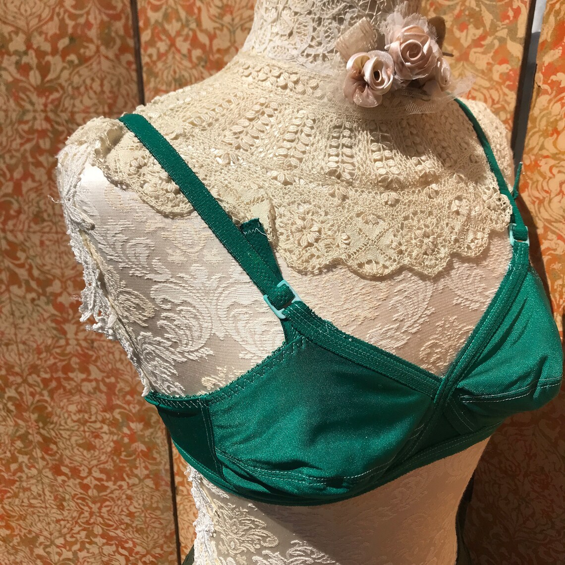 Vintage Green Bra Top 34B Tub Dyed Dark Green Bra Etsy