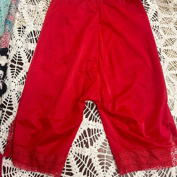 Vintage Red Nylon Pettipants S Sans Souci Pantalettes