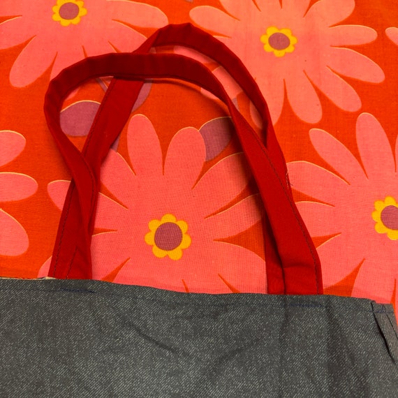 Vintage Blue Patchwork Tote Bag - image 3