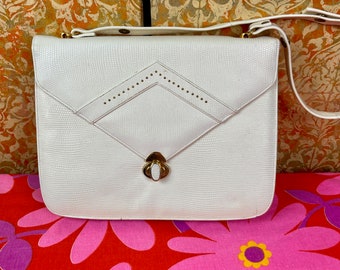 70s Vintage Purse White Top Handle Bag Frenchy of California