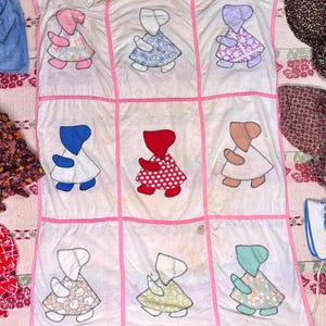 Vintage Sun Bonnet Sue Quilt Topper 47 x 36&quot;
