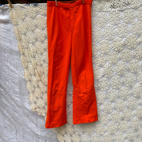 60s 70s Vintage Orange Ski Pants XS Roffe Orange Nylo… - Gem