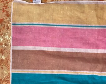 Vintage Echo Scarf Long Pastel Striped Cotton Gauze Scarf