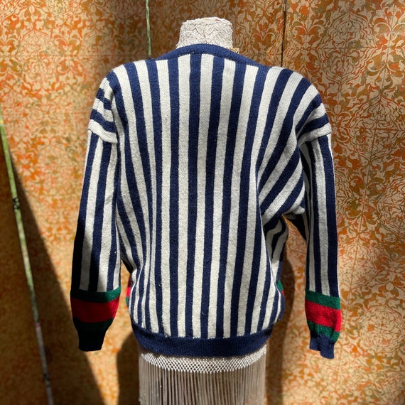 Shetland Cardigan 80s Striped Wool Sweater L Seyc… - image 3