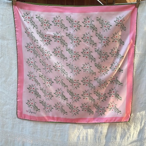 70s Vera Neumann Pink Floral Scarf Vintage Scarf Vera