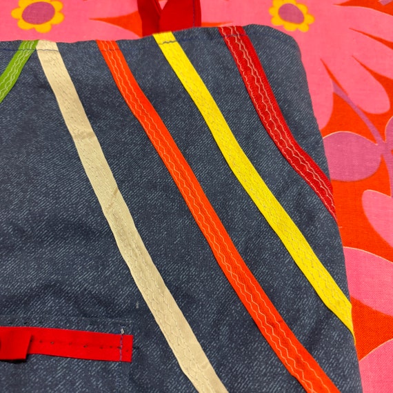 Vintage Blue Patchwork Tote Bag - image 5