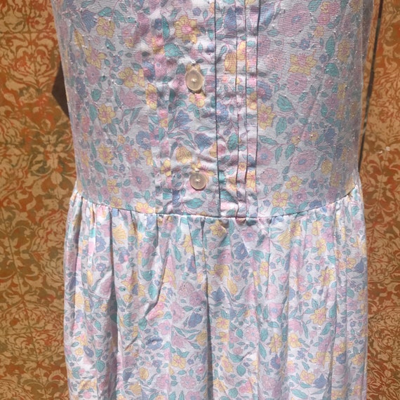 80s Pastel Floral Dress w Petticoat S/M - image 6