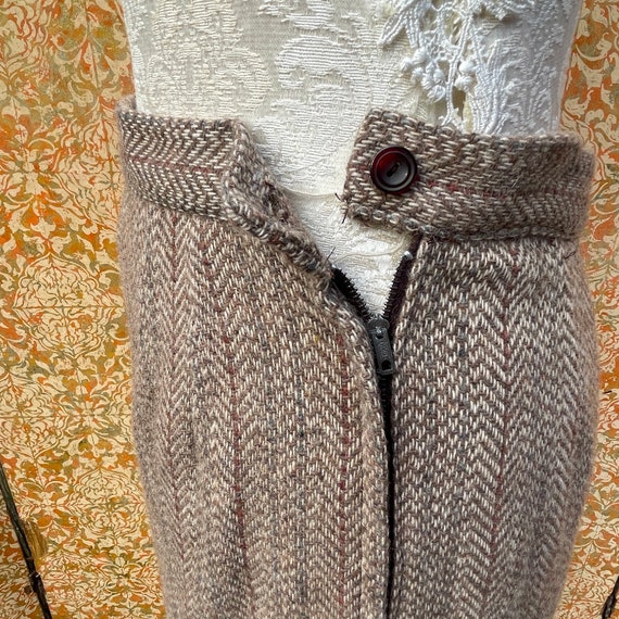 Vintage Brown Herringbone Tweed Skirt S - image 6