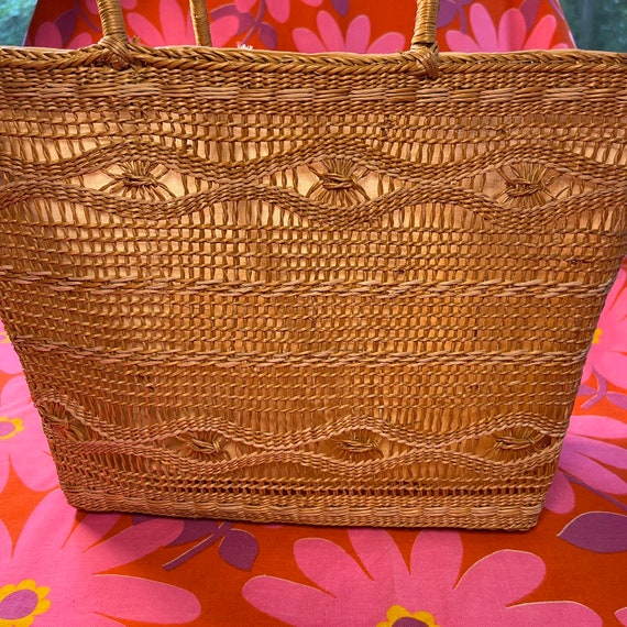 Vintage Beach Bag Seagrass Basket Purse Oversized Str… Gem