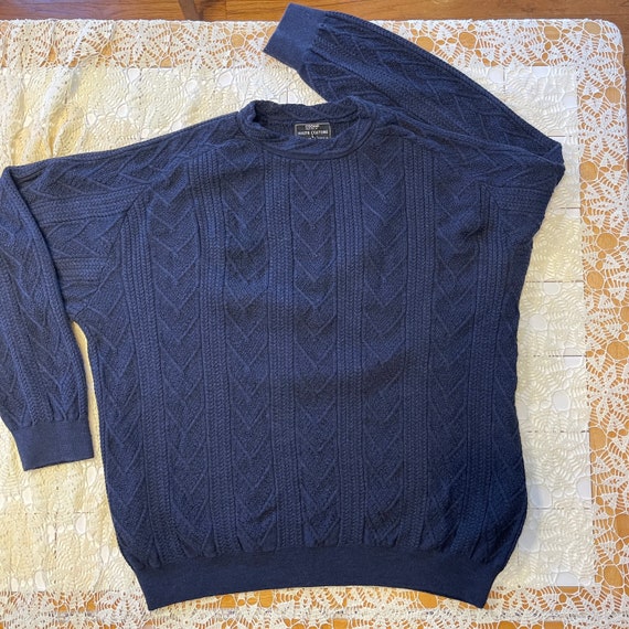 90s Vintage Coogi Sweater L 3D Knit Sweater Blue … - image 1
