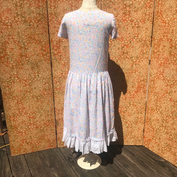 80s Pastel Floral Dress w Petticoat S/M - image 2