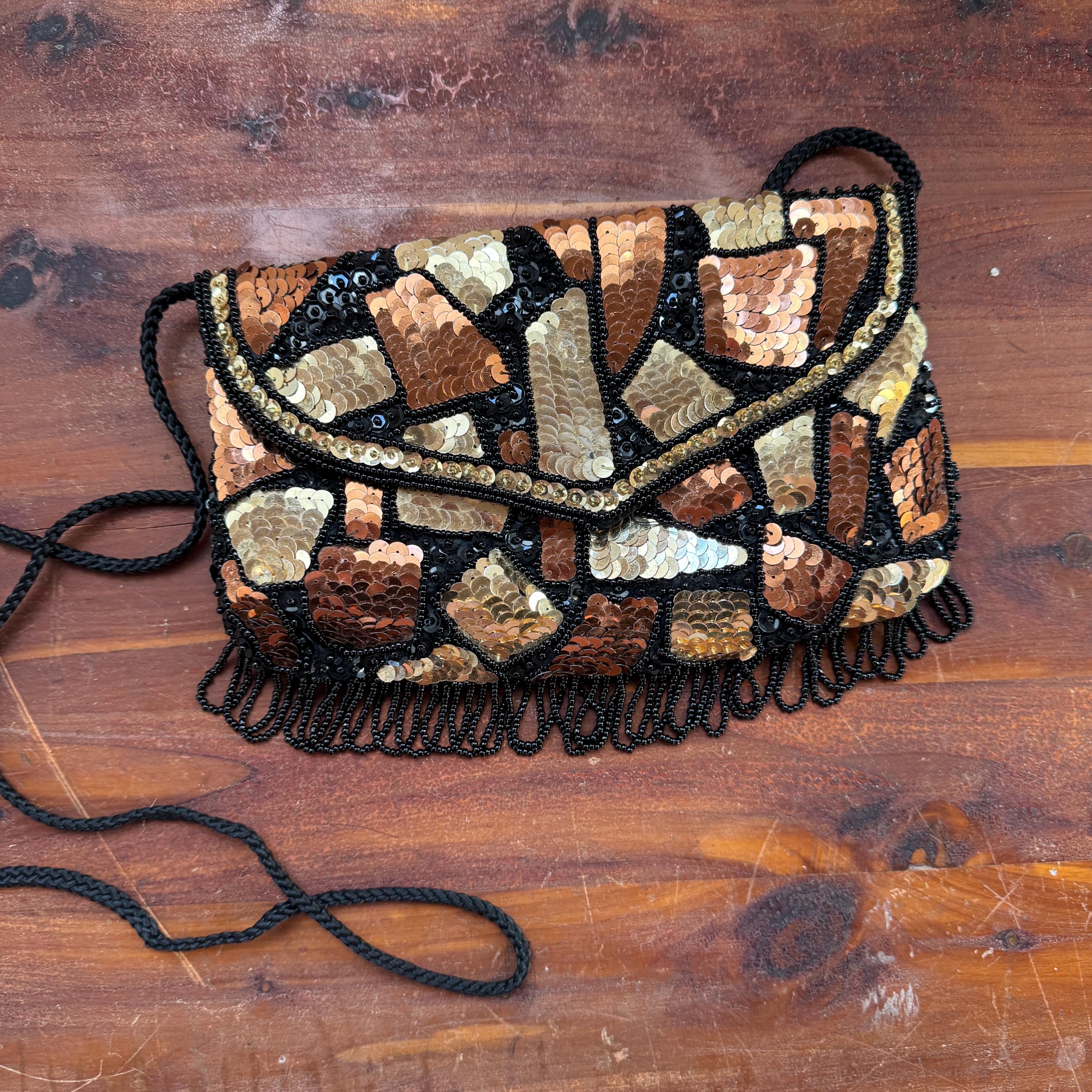 バッグ Risa BOTTEGA VENETA FLIP SEQUINS SHOU 70s 80s Metallic Mosaic Beaded & Sequin Purse Magid - Etsy