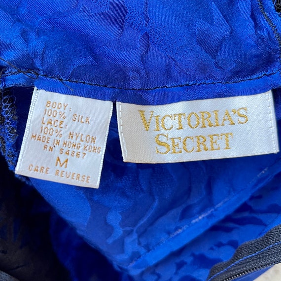 Blue Silk Teddy M High Cut 90s Victoria's Secret Gold Label 