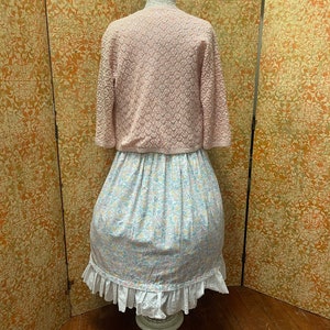 80s Pastel Floral Dress w Petticoat S/M image 10