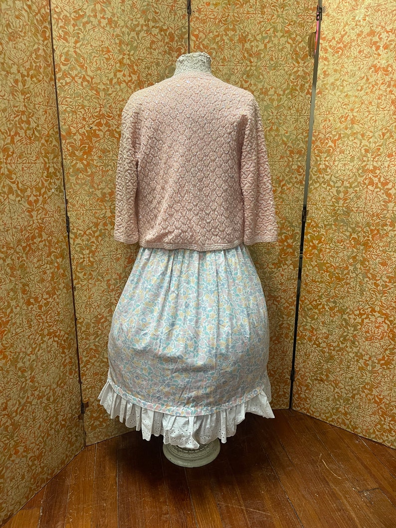 80s Pastel Floral Dress w Petticoat S/M image 10