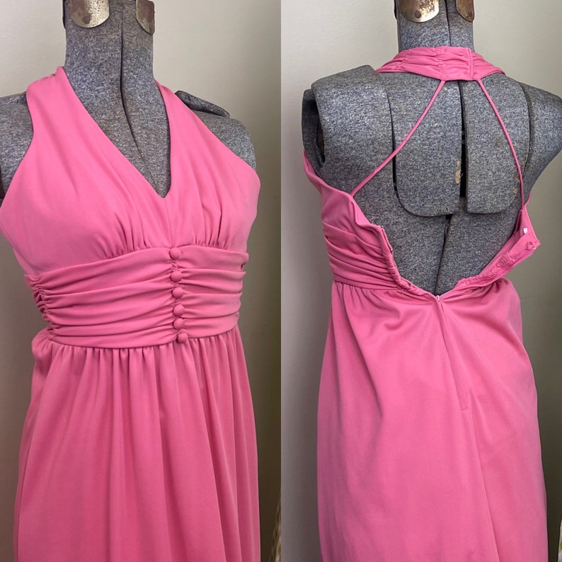 70s Pink Halter Dress W Shawl XXS Prom Party Dress 24w Etsy