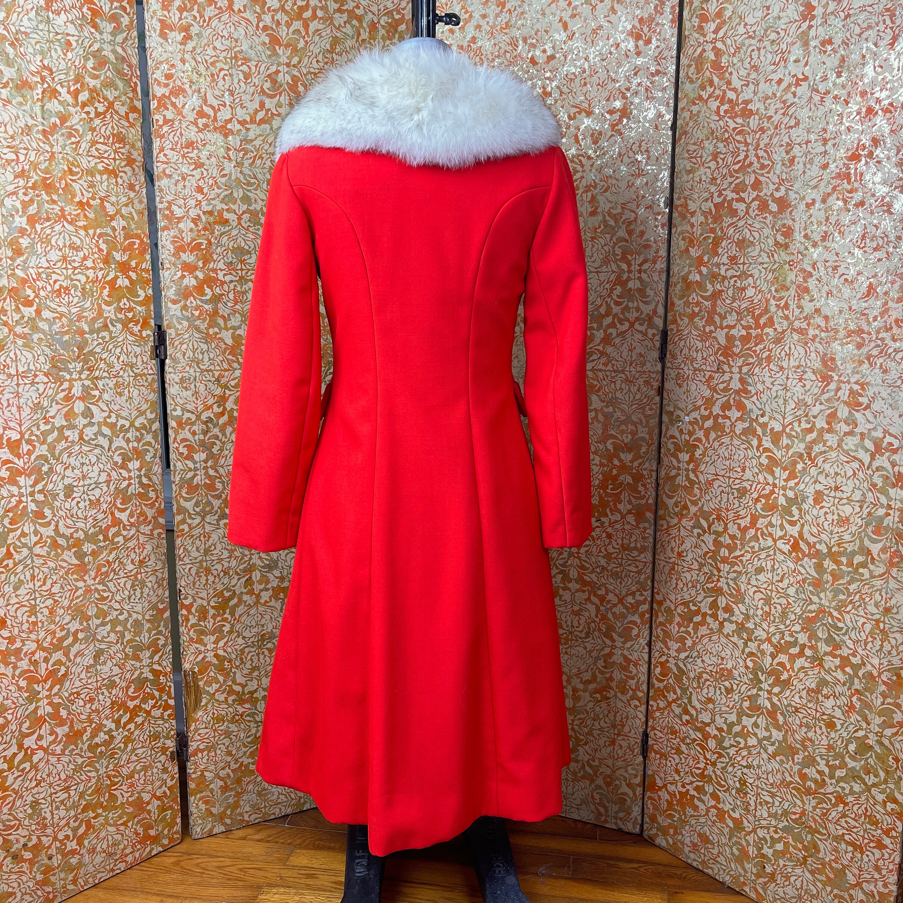 70s Vintage Coat S Red Youthcraft Coat White Fur Collar Etsy