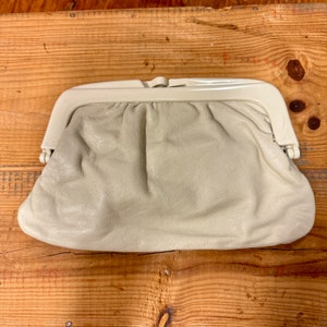 Vintage White Leather & Lucite Clutch