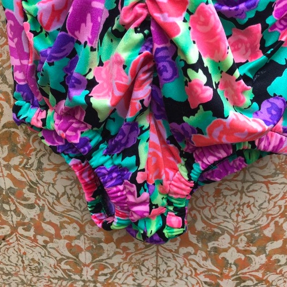 80s Neon Floral Swimsuit M Catalina - image 3