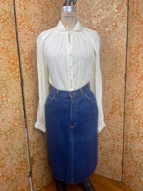 S Denim Skirt Vintage 1980s PS Gitano Denim High … - image 9