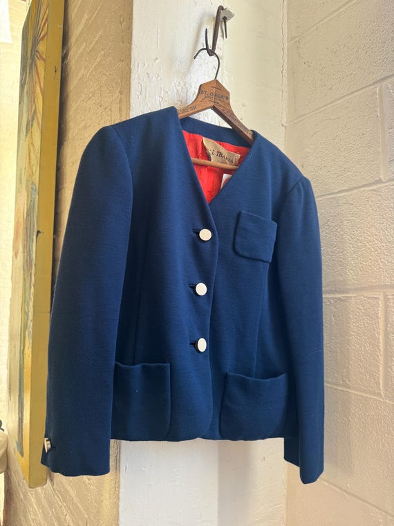 レア！Libertine ウール地ジャケット　ネイビー　美品　ヴィンテージ 1960年代 ティール トレイナ ヴィンテージ デザイナー ブルー ウール