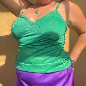 Vintage Green Dyed Nylon Camisole 2X Tank Top Shadowline 42 Tall