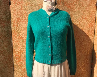 Green Cardigan S Peck & Peck Sweater Carved Button Novelty