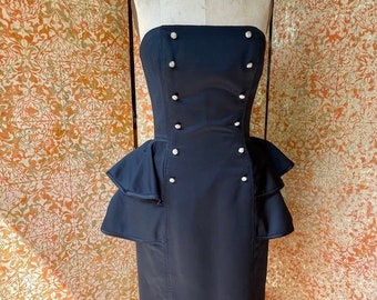 Vintage Victor Costa Dress S Black Strapless Dress