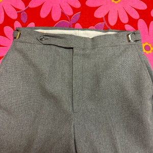 Pantaloni vintage da uomo grigi con parte anteriore piatta, 38 x 31 Hubbard