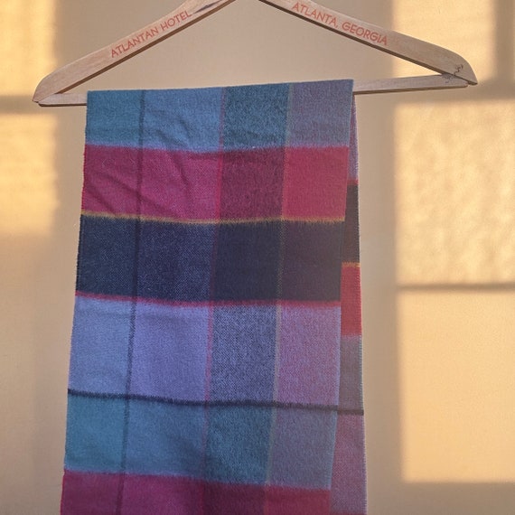 1980s Vintage Pink & Gray Plaid Scarf - image 6