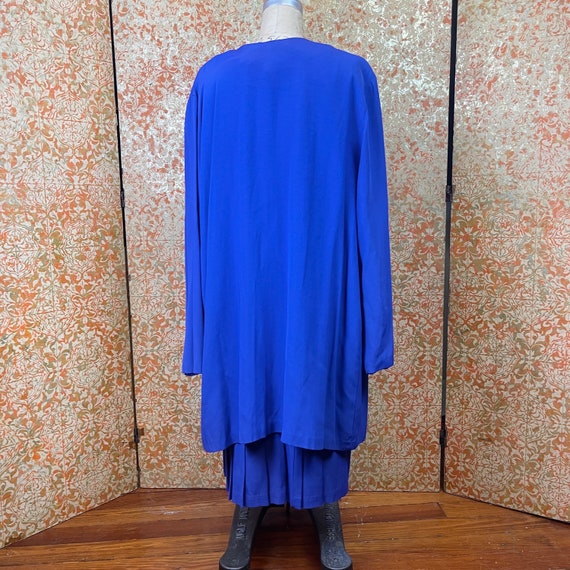 90s Electric Blue Ensemble L/XL Drop Waist Dress … - image 4