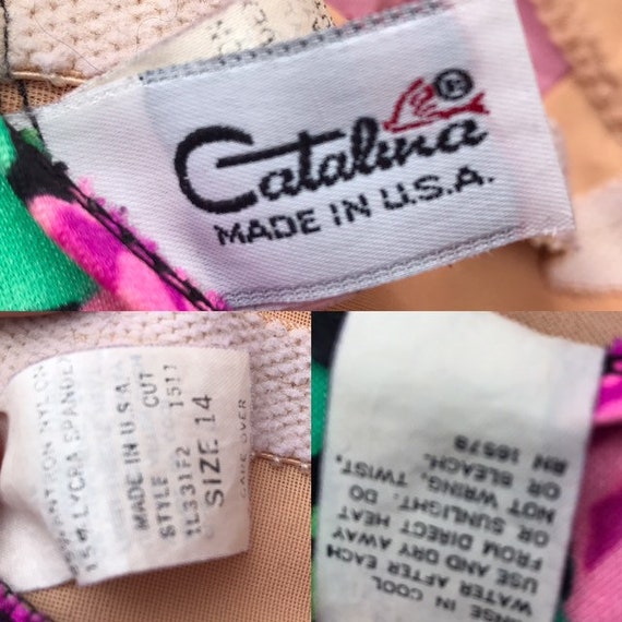 80s Neon Floral Swimsuit M Catalina - image 4