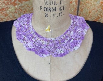 Vintage Lilac Crocheted Lace Collar