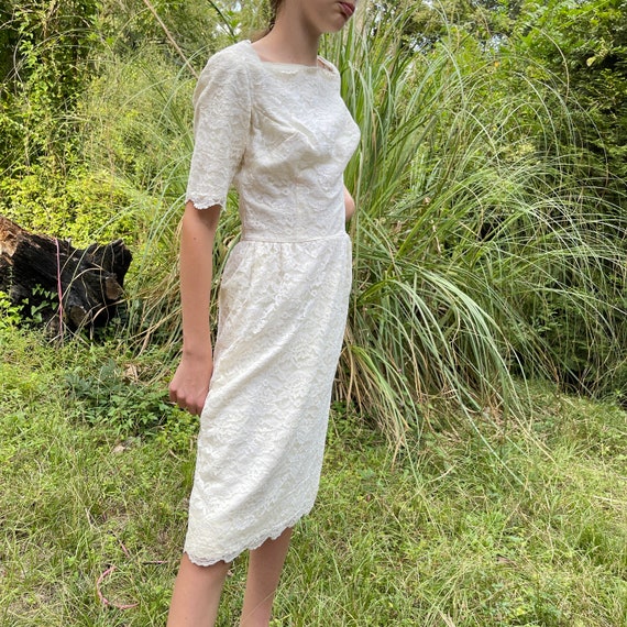XS Vintage White Lace Dress - image 4