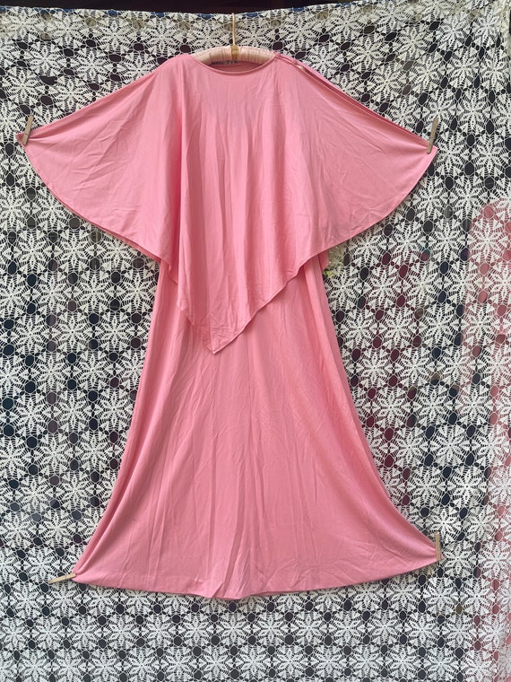 70s Pink Gown L/XL Caped Dress