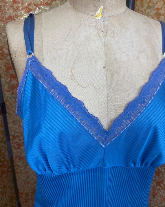 Blue Pin-Striped Slip M/L Maidenform 1980s