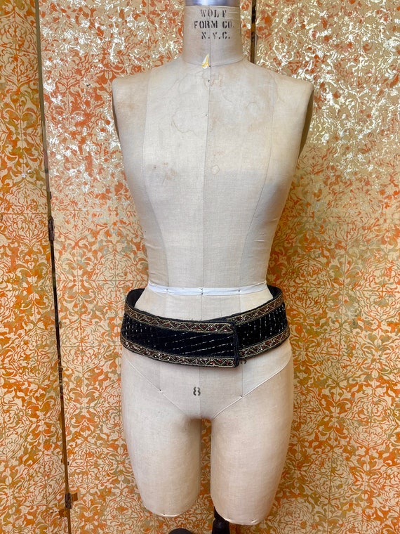 80s Christian Dior Black Beaded Belt M Vintage St… - image 2
