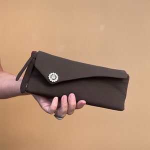 40s Brown Cloth Clutch Purse 10 x 5&quot;