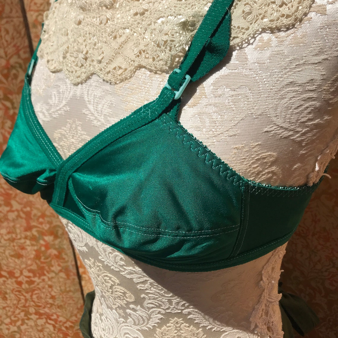 Vintage Green Bra Top 34B Tub Dyed Dark Green Bra Etsy