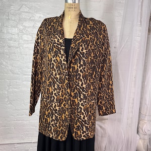 Vintage Leopard Print Jacket L Slouchy Blazer Hot Stuff