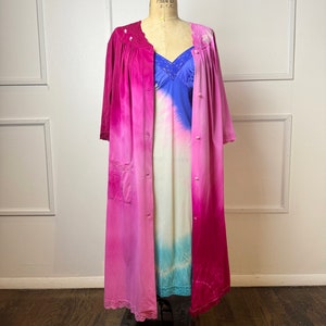 60s Vintage Hot Pink Robe M Shadowline Housecoat