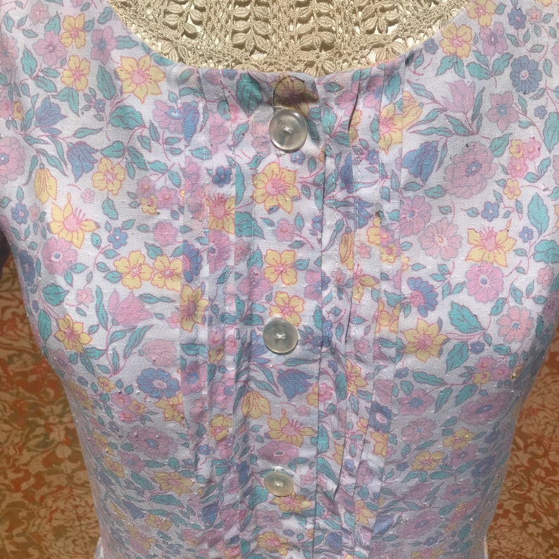 80s Pastel Floral Dress w Petticoat S/M image 5